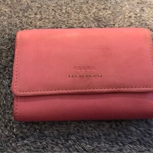 Pink Bi fold Fossil Leather Wallet